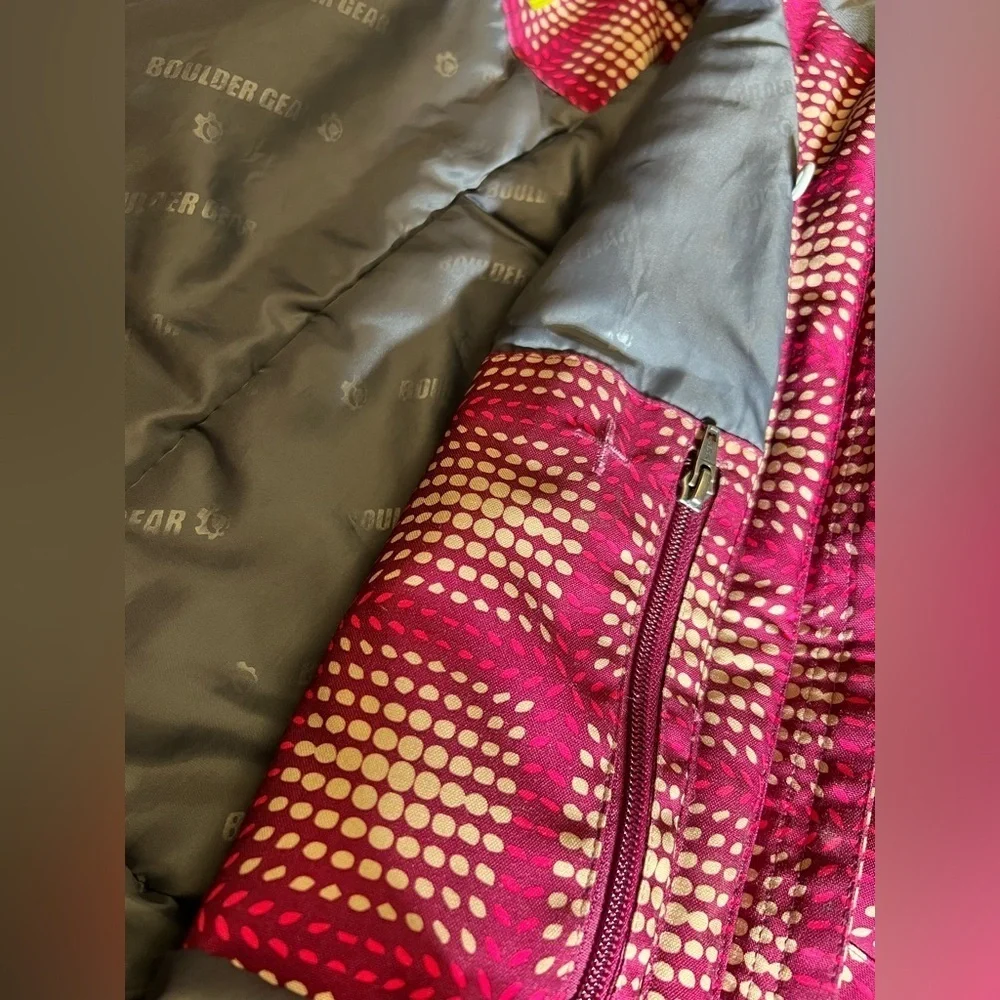 Boulder Gear Cozy Kids' Pink and White Checkered Puffer Snowboarding Jacket